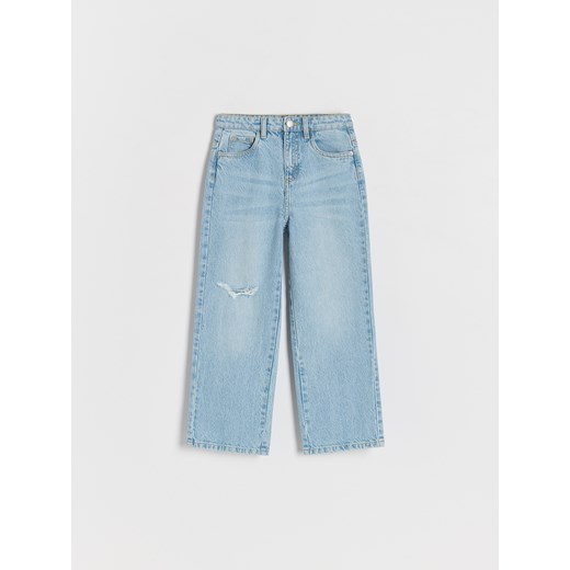 Reserved - Jeansy wide leg z rozdarciami - niebieski ze sklepu Reserved w kategorii Spodnie dziewczęce - zdjęcie 176598608