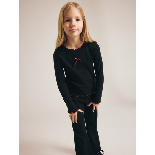 Reserved - Koszulka z kokardką - bordowy Reserved 116 (5-6 lat) Reserved