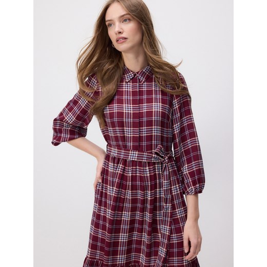 Reserved - Koszulowa sukienka maxi z wiskozy - ciemnozielony Reserved XL Reserved