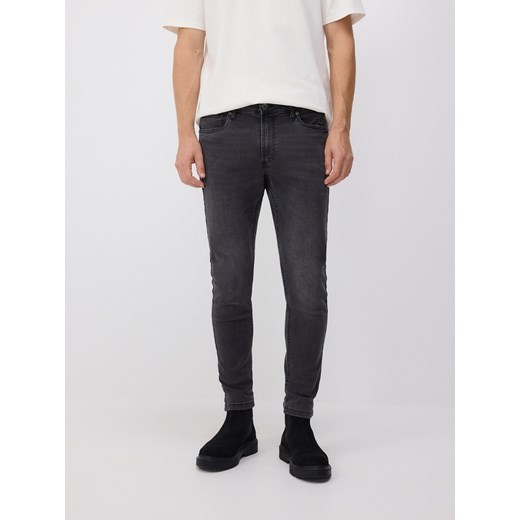 Reserved - Jeansy skinny z efektem sprania - szary Reserved 33 Reserved