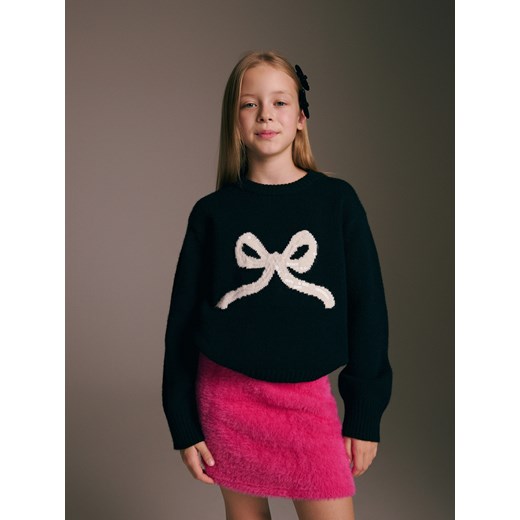 Reserved - Sweter z aplikacją - czarny ze sklepu Reserved w kategorii Swetry dziewczęce - zdjęcie 176600459