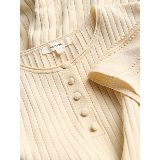 Reserved - Dzianinowa sukienka midi z wiskozą - beżowy Reserved S Reserved