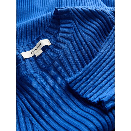 Reserved - Prążkowana sukienka z wiskozy - niebieski Reserved L Reserved