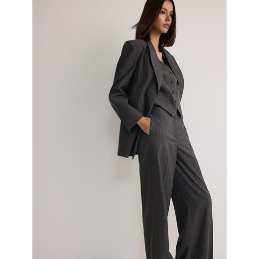 Reserved - Spodnie w prążek - ciemnoszary ze sklepu Reserved w kategorii Spodnie damskie - zdjęcie 176601278