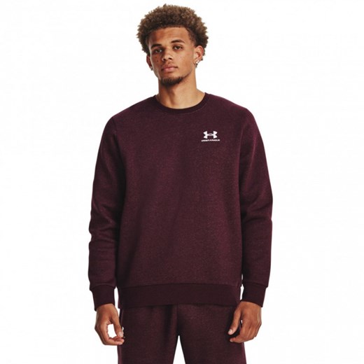 Męska bluza dresowa nierozpinana bez kaptura Under Armour UA Essential Fleece Crew - bordowa ze sklepu Sportstylestory.com w kategorii Bluzy męskie - zdjęcie 176602266