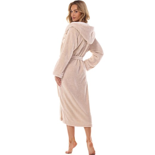 Szlafrok damski długi beżowy 2410 LV, Kolor beżowy, Rozmiar M, L&amp;L ze sklepu Intymna w kategorii Szlafroki damskie - zdjęcie 176603056