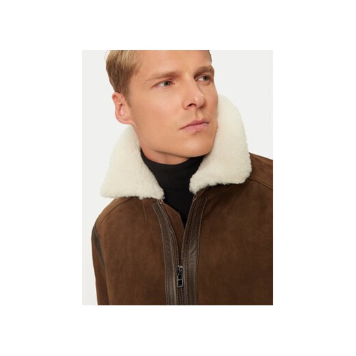 Boss Kurtka skórzana C-Montel 50524458 Brązowy Regular Fit 50 MODIVO