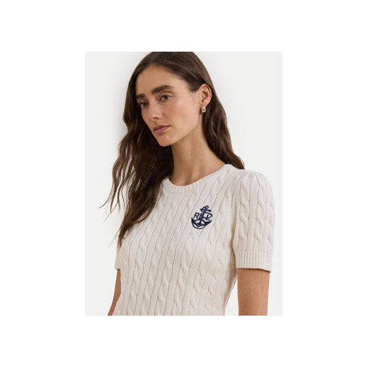 LAUREN RALPH LAUREN Sweter 200961681002 Biały Slim Fit L MODIVO