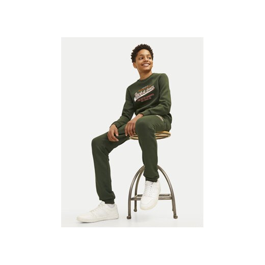 Jack&Jones Junior Spodnie dresowe Logo 12258850 Zielony Slim Fit Jack&jones Junior 164 MODIVO