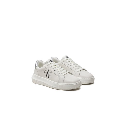 Calvin Klein Jeans Sneakersy Chunky Cupsole Laceup Lth Ml Mtl YW0YW01476 Biały 39 MODIVO