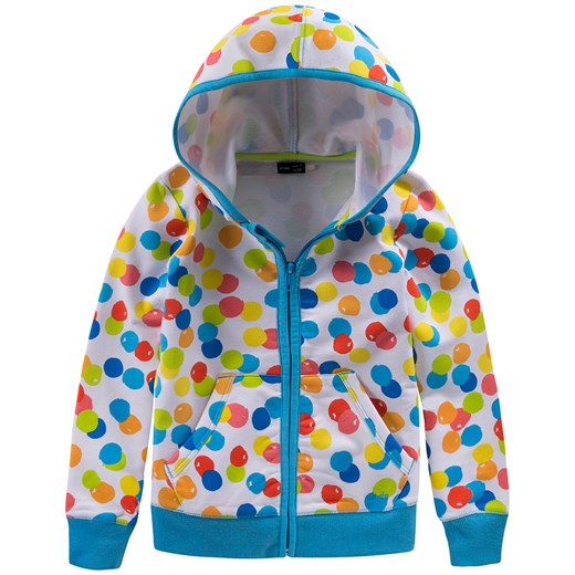 Rozpinana bluza w kolorowe kropki dla dziewczynki endo niebieski Bluzy dziewczęce rozpinane