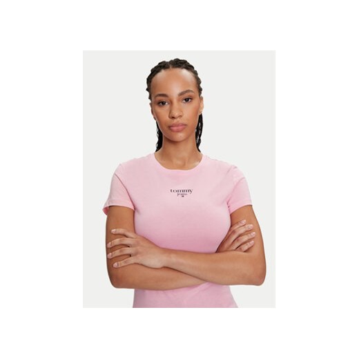 Tommy Jeans T-Shirt Essential DW0DW18397 Różowy Slim Fit Tommy Jeans XXS MODIVO