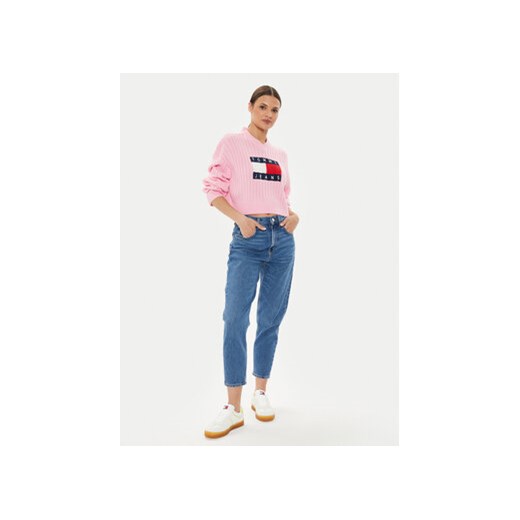 Tommy Jeans Sweter Center Flag DW0DW18528 Różowy Relaxed Fit Tommy Jeans XL MODIVO