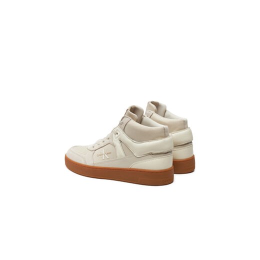 Calvin Klein Jeans Sneakersy Basket Cup Mid Laceup Lth Ml Mtr YM0YM00995 Écru 44 MODIVO