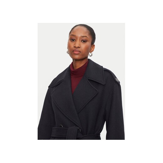 Morgan Płaszcz wełniany 242-GDINE Granatowy Regular Fit Morgan 44 MODIVO