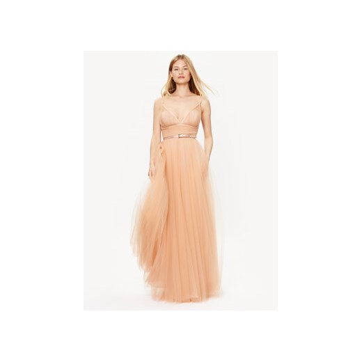 Elisabetta Franchi Sukienka wieczorowa AB-464-32E2-V750 Beżowy Regular Fit Elisabetta Franchi 38 MODIVO