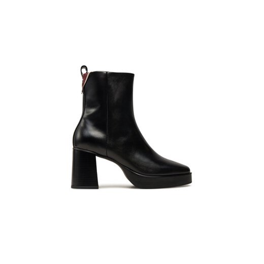 Tommy Hilfiger Botki Premium Leather High Heel Bootie FW0FW08100 Czarny ze sklepu MODIVO w kategorii Botki - zdjęcie 176690499