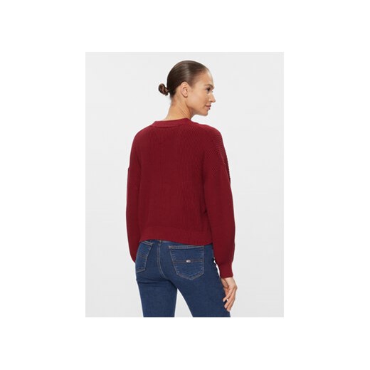 Tommy Jeans Kardigan Essential Badge DW0DW16531 Bordowy Relaxed Fit Tommy Jeans S MODIVO