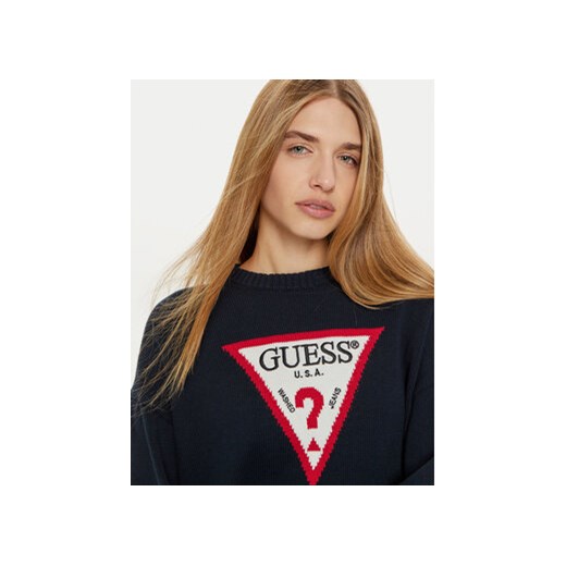 Guess Jeans Sweter W4BR12 Z3HM1 Granatowy Regular Fit M MODIVO
