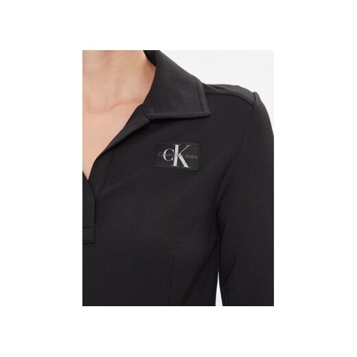 Calvin Klein Jeans Bluzka Polo Collar Milano Regular Top J20J222556 Czarny S MODIVO