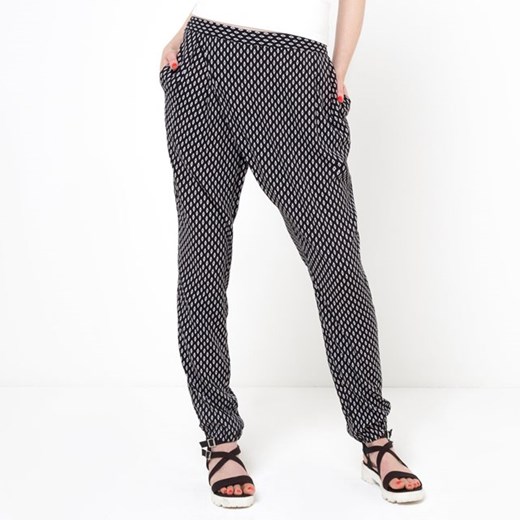 Delikatnie drapowane spodnie z nadrukiem la-redoute-pl szary Spodnie cygaretki damskie