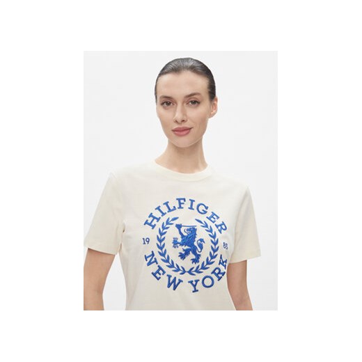 Tommy Hilfiger T-Shirt Reg Crest C-Nk Tee Ss WW0WW41058 Écru Regular Fit Tommy Hilfiger L MODIVO