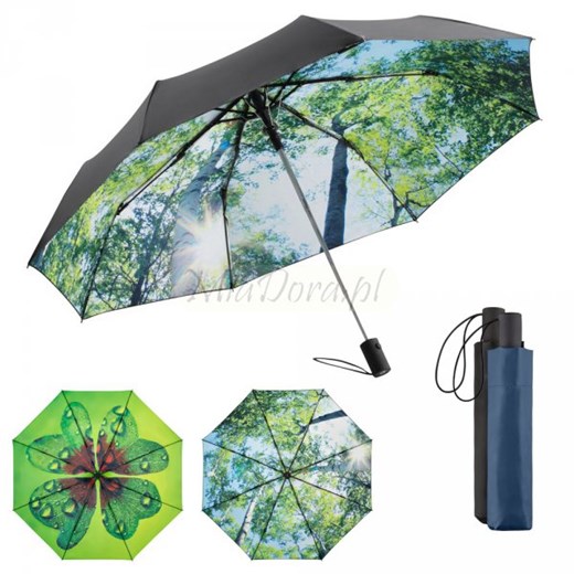 Natura - parasolka na deszcz i słońce - z ochroną przeciw UV parasole-miadora-pl zielony jesień