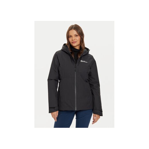 Jack Wolfskin Kurtka przeciwdeszczowa Wisper Ins A61893 Czarny Regular Fit ze sklepu MODIVO w kategorii Kurtki damskie - zdjęcie 176776675