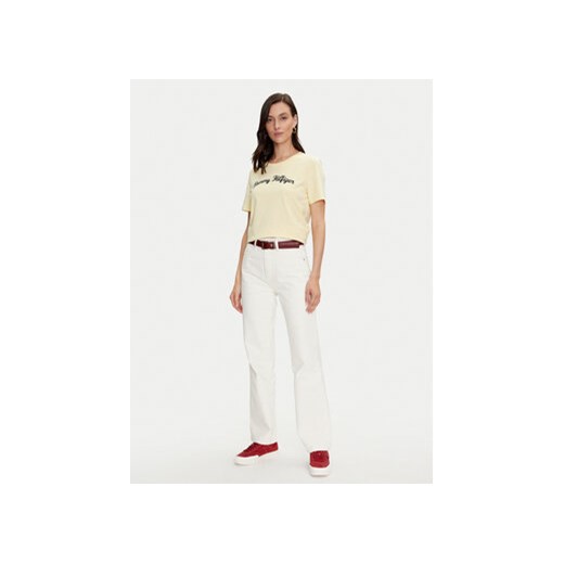 Tommy Hilfiger T-Shirt Script WW0WW42589 Żółty Regular Fit Tommy Hilfiger XL MODIVO