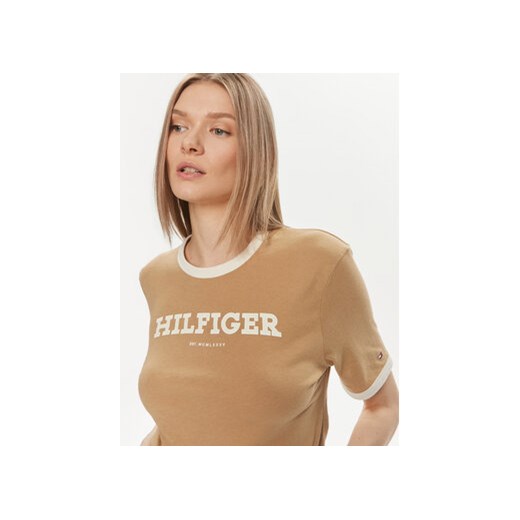 Tommy Hilfiger T-Shirt Monotype WW0WW41208 Beżowy Regular Fit Tommy Hilfiger M MODIVO