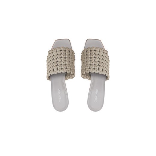Calvin Klein Klapki Heel Mule Sandal 70 Latt HW0HW02144 Beżowy Calvin Klein 41 MODIVO