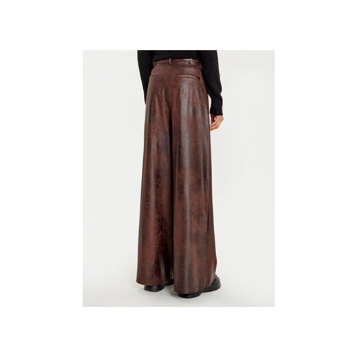 Haveone Spodnie z imitacji skóry PVI-M062 Brązowy Wide Leg Haveone M MODIVO