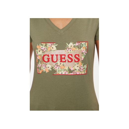 Guess T-Shirt W4GI23 J1314 Zielony Slim Fit Guess S MODIVO