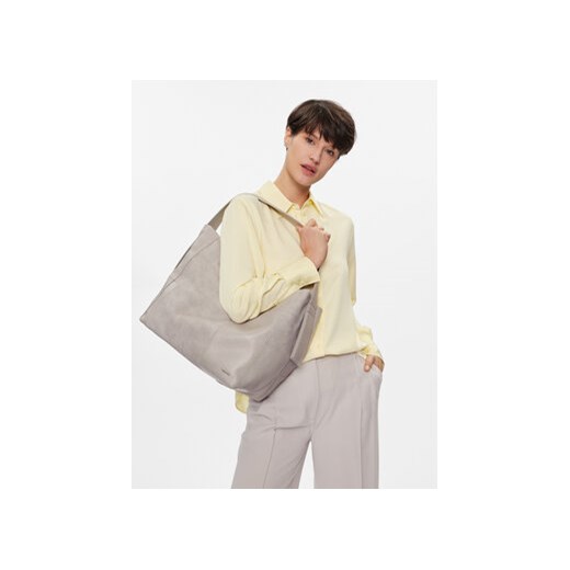 Calvin Klein Torebka Texture Block Large Shopper K60K611670 Beżowy Calvin Klein uniwersalny MODIVO