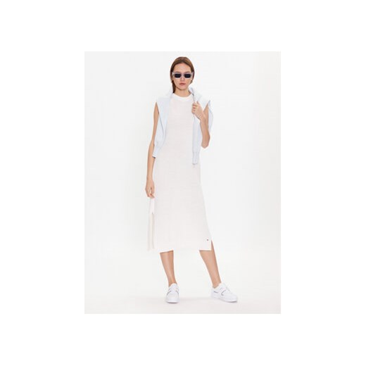 Tommy Hilfiger Sukienka dzianinowa Woven WW0WW38553 Biały Regular Fit Tommy Hilfiger XXL MODIVO