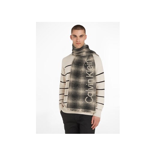 Calvin Klein Szalik Check Scarf K50K510989 Czarny Calvin Klein uniwersalny MODIVO