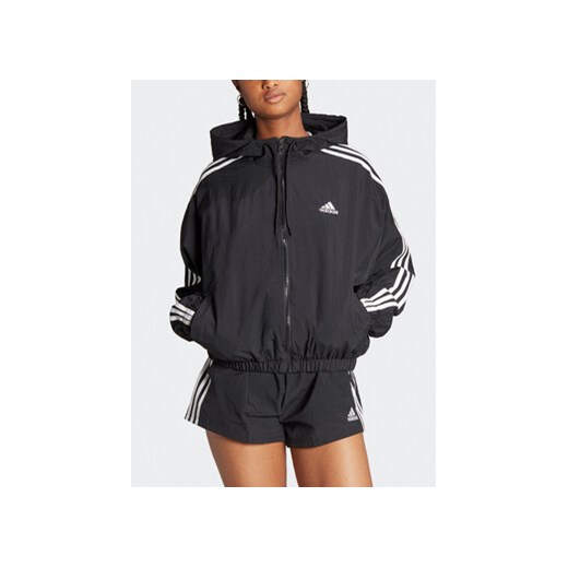 adidas Wiatrówka Essentials 3-Stripes Woven Windbreaker HT3399 Czarny Loose Fit S MODIVO