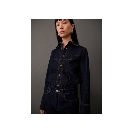 Mango Koszula jeansowa Venetia 77045645 Granatowy Regular Fit Mango XS MODIVO