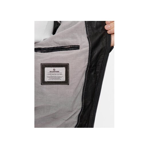 Milestone Kurtka skórzana Gilberto 411059 60395 Czarny Regular Fit Milestone 52 MODIVO