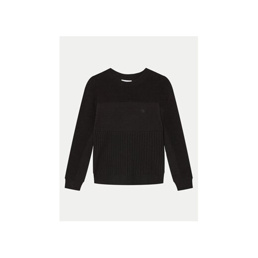 Calvin Klein Jeans Sweter Monogram IB0IB02156 Czarny Relaxed Fit 12Y MODIVO