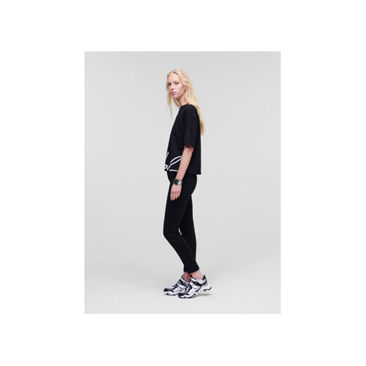 KARL LAGERFELD T-Shirt Signature Hem 226W1703 Czarny Relaxed Fit Karl Lagerfeld XS MODIVO