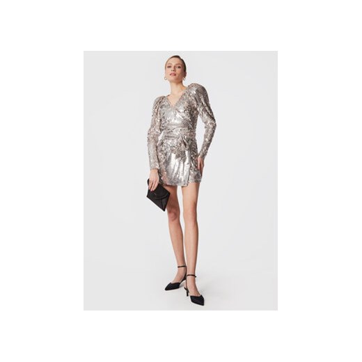 ROTATE Sukienka koktajlowa Sequin RT2259 Srebrny Slim Fit Rotate 36 MODIVO