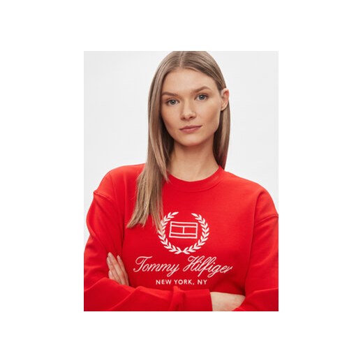 Tommy Hilfiger Bluza Flag Script WW0WW41758 Czerwony Regular Fit Tommy Hilfiger XXL MODIVO