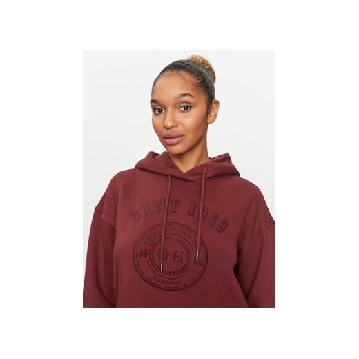 Gant Bluza Rel Tonal Graphic Hoodie 4200722 Bordowy Relaxed Fit Gant S MODIVO
