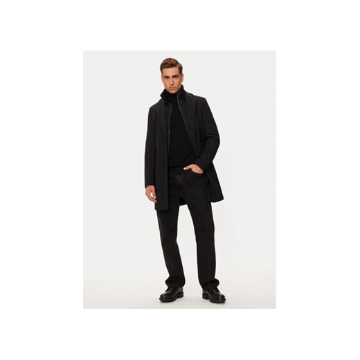 Boss Płaszcz wełniany H-Hyde 50502255 Czarny Slim Fit 52 MODIVO