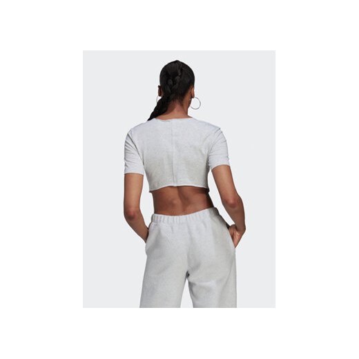 adidas T-Shirt Crop Loungewear HL9130 Szary Regular Fit 38 MODIVO