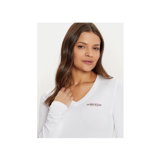 Guess Jeans Bluzka W4YI21 J1314 Biały Slim Fit XS MODIVO