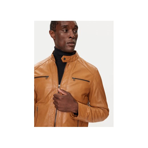 Serge Pariente Kurtka skórzana Erico Brązowy Regular Fit Serge Pariente XXL MODIVO