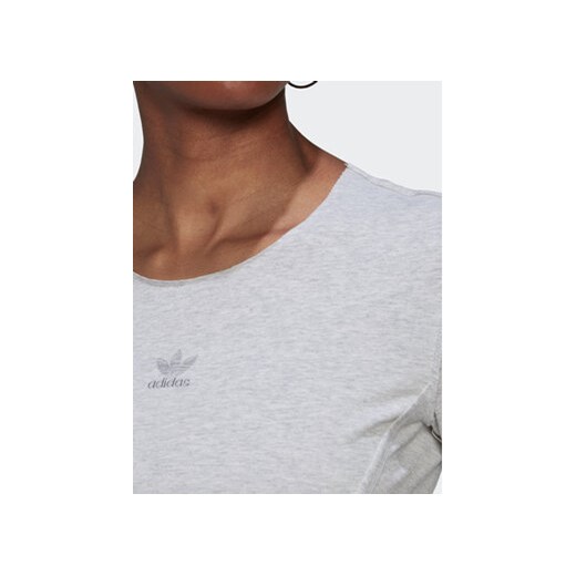 adidas T-Shirt Crop Loungewear HL9130 Szary Regular Fit 40 MODIVO