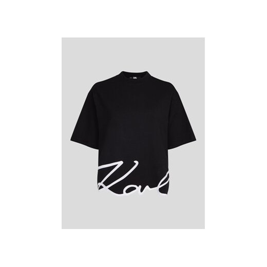 KARL LAGERFELD T-Shirt Signature Hem 226W1703 Czarny Relaxed Fit Karl Lagerfeld L MODIVO